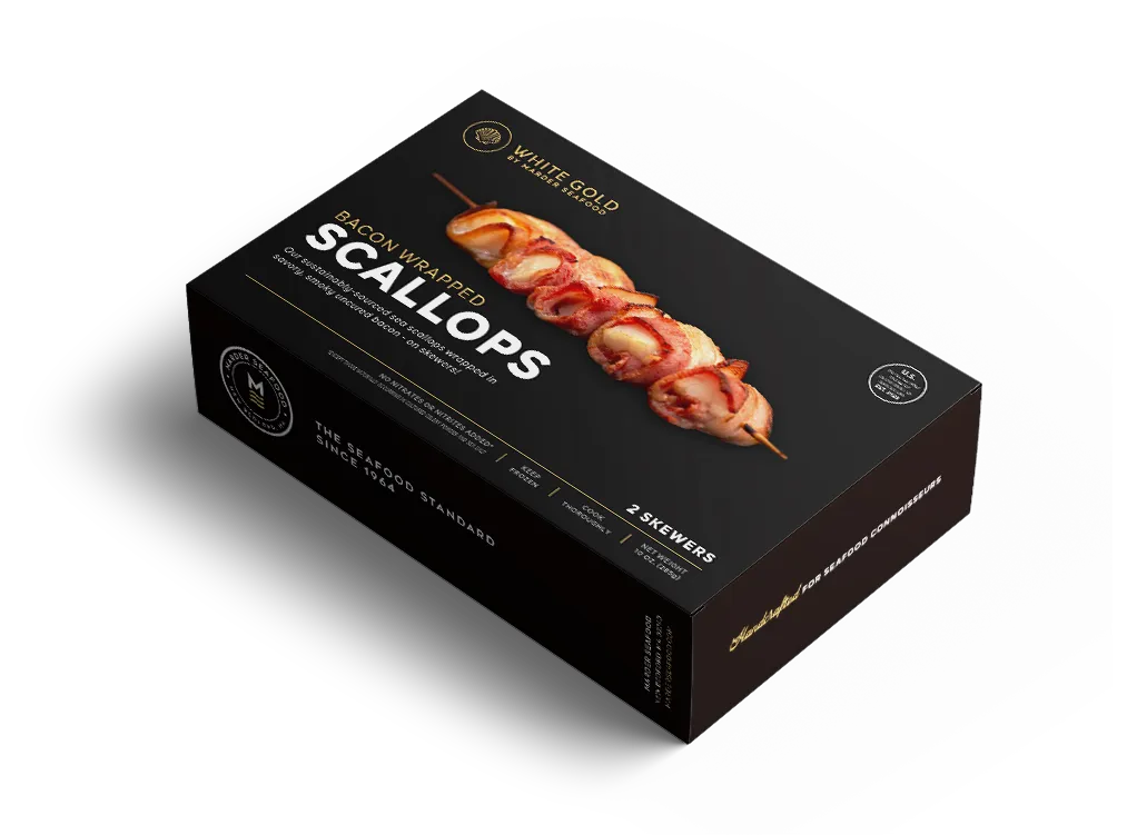 Bacon-Wrapped Scallops Retail Box – Wild-Caught Scallops Wrapped in Uncured Bacon