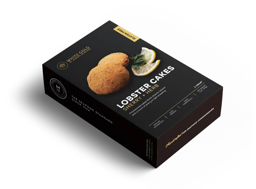 Atlantic Lobster Cakes Retail Boxes by Marder Seafood